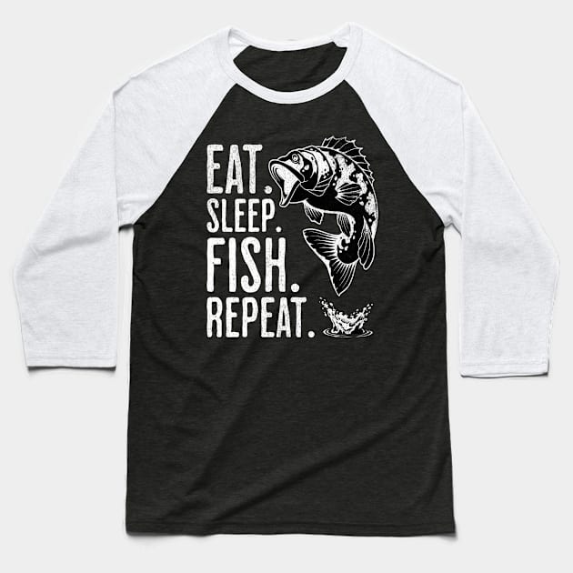 Eat Sleep Fish Repeat Baseball T-Shirt by BankaiChu